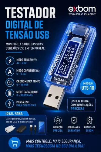 Testador Digital de Tensão USB