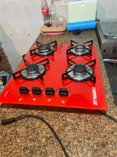 Cooktop 4 Bocas Vermelho