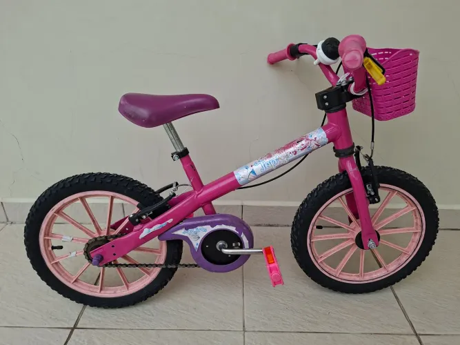 Bicicleta infantil aro 16 Nathor Top Girls , rosa com cesto e rodinha