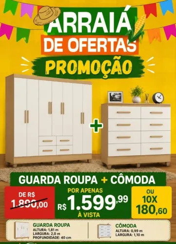Conjunto Roupeiro e cômoda Lite
