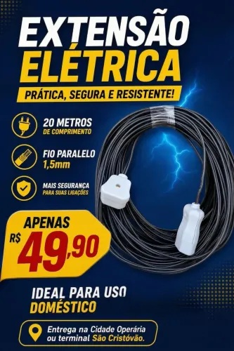 Extensão elétrica 20 metros fio 1,5mm