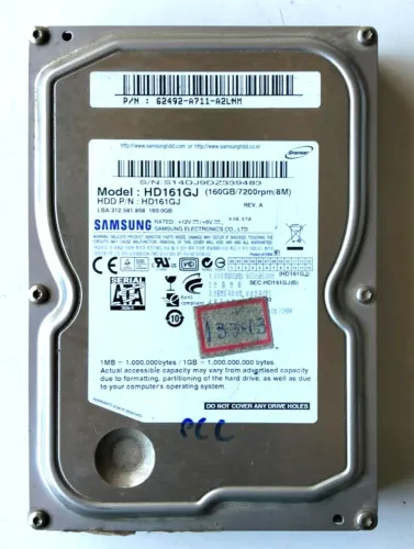 HD 160GB Samsung Spinpoint 7200 RPM SATA 3Gb/s 3.5" (HD161GJ) - Usado - Funcionando