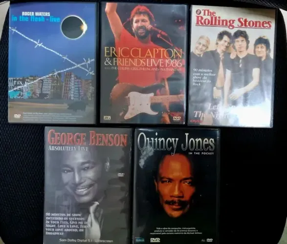 Conjunto DVDs (Roger Waters, Eric Clapton, Rolling Stones, George Benson e Quincy Jones)