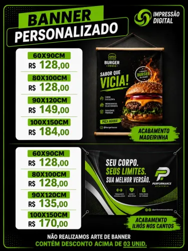 Panfletos, banners, cartões, faixas, fachadas?