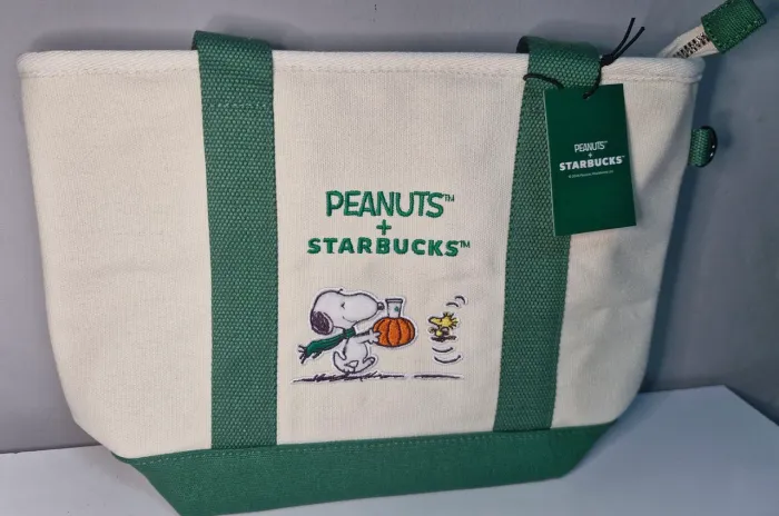 Bolsa Branca Snoopy e Starbucks