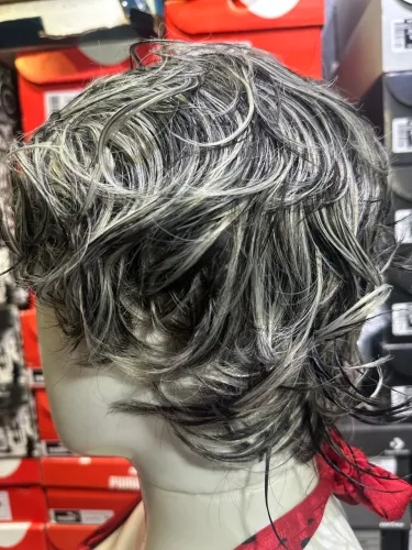 LACE WIG PIXIE CUT CABELO HUMANO GRISALHO