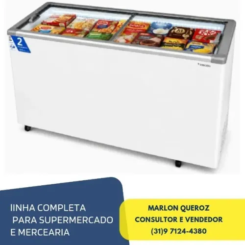 Freezer Horizontal Tampa de Vidro 503L Fricon