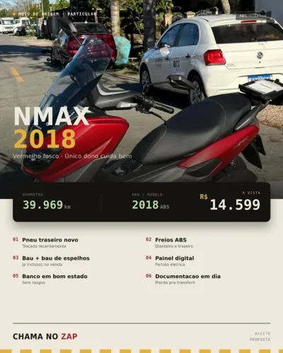 Vendo yamaha Nmax 160 2018 RS 14.500