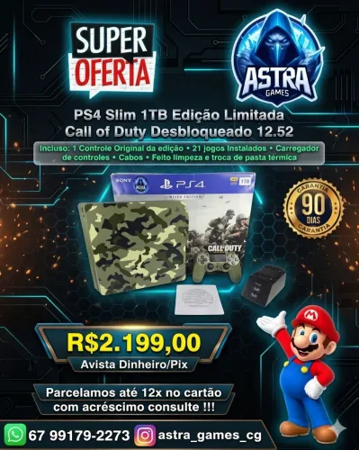 PS4 Slim 1TB Edição Limitada Desb.loqueado - Astra Games