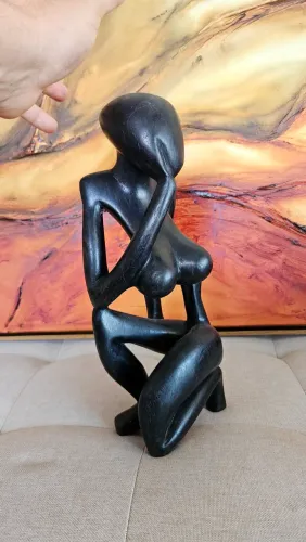 Escultura busto importada africana em madeira maciça 