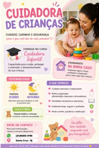 Cuidadora infantil Formada | Período Diurno e Noturno