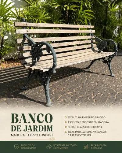 Banco de jardim madeira e ferro fundido