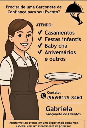 Garçonete/Garçom/Copeira/recepcionista para sua festa/evento
