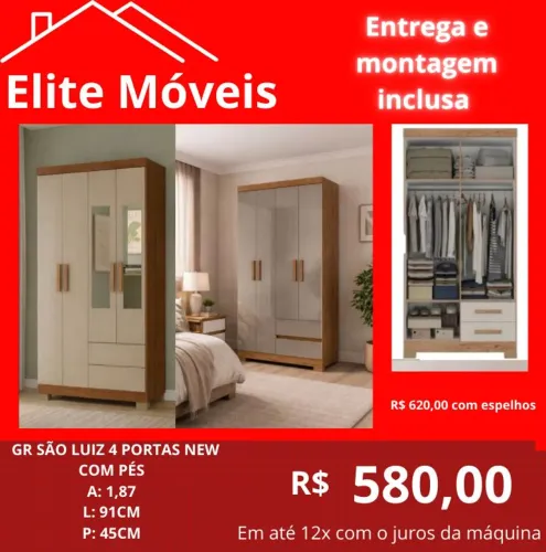 COM A MONTAGEM E A ENTREGA GUARDA ROUPA NOVO NA CAIXA COM GARANTIA DE FABRICA.