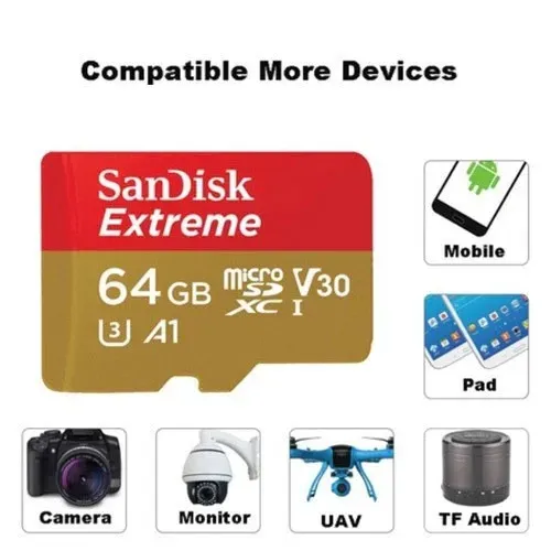 1 Cartão de Memória SanDisk 64GB Pro Drone Mini2se,4k Dji Phantom4Pro Plus Adv Mini3Pro x8
