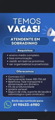 Vaga de emprego em Sobradinho DF