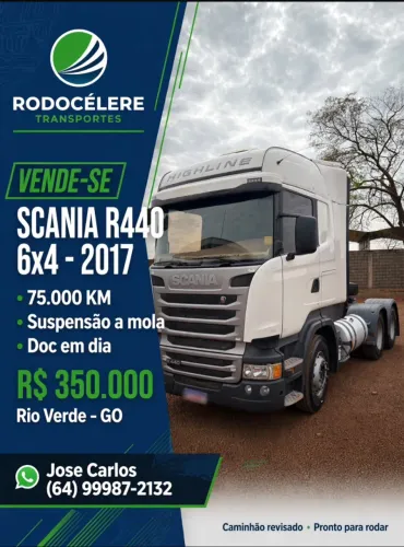 SCANIA R440 6X4 - 2017 - 75.000 KM - SUSPENSÃO MOLA