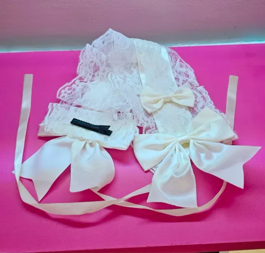 Faixa de Cabeça Acessório Lolita EGL Branco com Laços