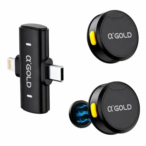 Microfone Lapela A'gold Mcf-38d Preto Sem Fio 2 Unidades - AC3180