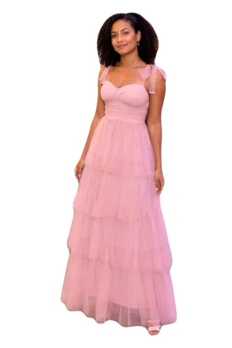 Vestido de festa rosa seco