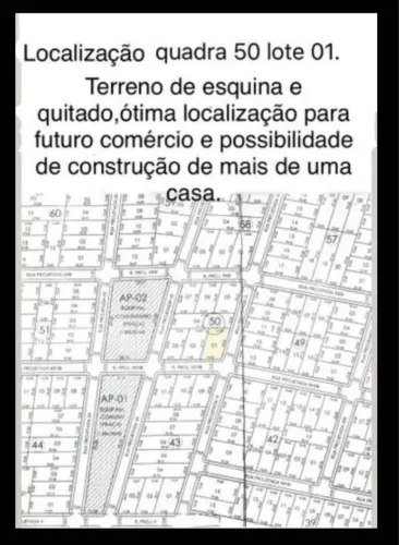 Terreno de esquina e quitado já com Escritura. Loteamento Arco Íris