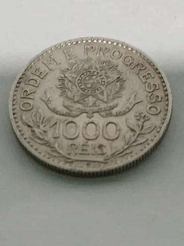 Moeda Antiga de Prata de 1000 Réis do ano1913