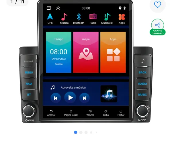 Central Multimídia 9.7? QLED Audio Tech Prime 9.7 CarPlay Android Auto GPS