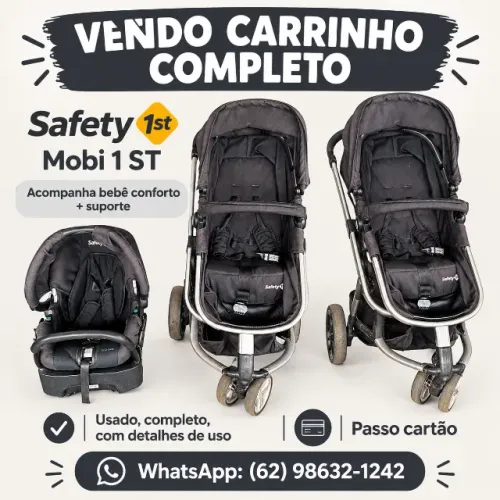 Carrinho de bebê com bebê conforto completo 