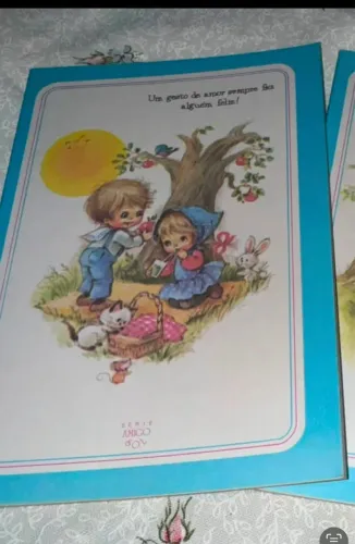 Kit raro dos anos 80 com mini caderno + 6 pacotes de figurinhas Fofura