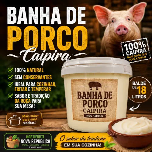 Banha de porco caipira balde de 18 litros