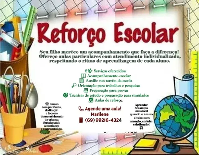 AJUDA ESCOLAR - PROFESSORA PARTICULAR (REFORÇO) 25 reais hora/aula
