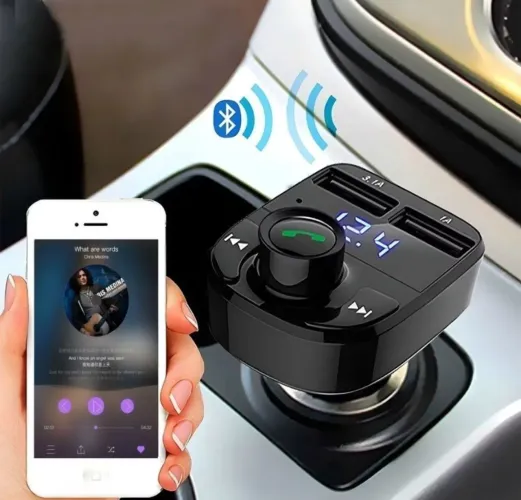 TRANSMISSOR/ADAPTADOR BLUETOOTH X8 PARA CARRO - MAIS PRATICIDADE E SOM DE QUALIDADE! 