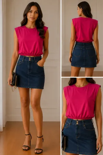 Bazar | Blusa Cropped Pink Feminina sem Manga