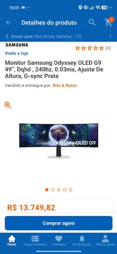 Monitor Gamer 240hz G9 Odyssey Oled