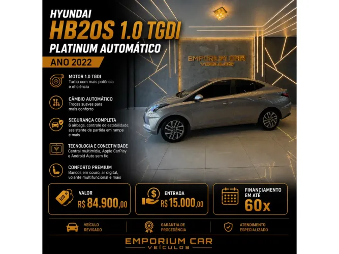 Hyundai HB20S Platinum Plus 1.0 TB Flex 12V AUT 2022