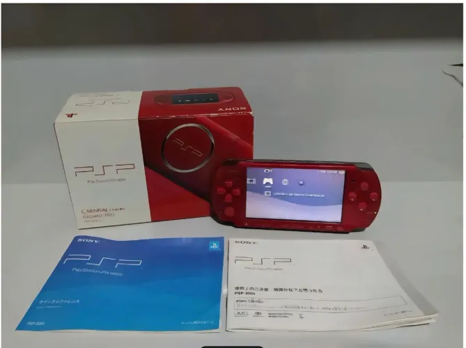 Psp carnival colors radiant red na caixa col serial batendo.