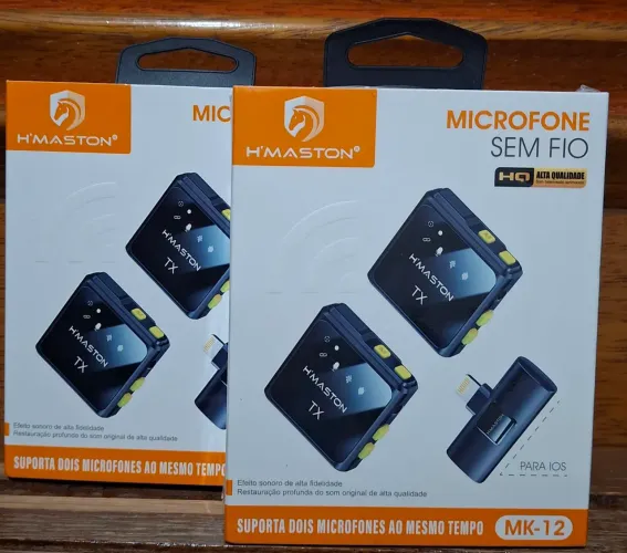 Microfone Lapela Duplo Sem Fio H'maston MK-12 