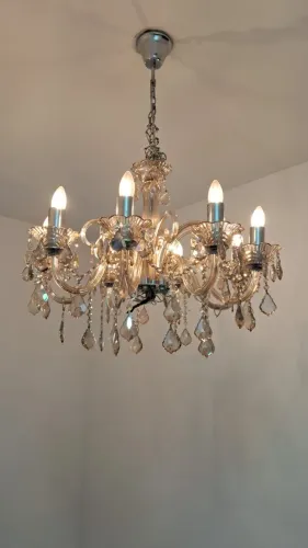 Lustre Candelabro Maria Thereza em Cristal Tcheco Legítimo (Cor Champanhe / Âmbar)