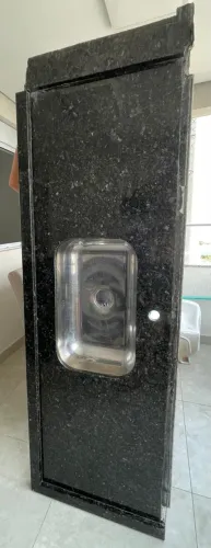 Pia Mármore São Gabriel com Cuba + tanque branco esmaltado louça brilhante