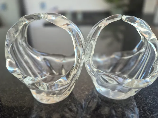Par de cestas de vidro cristal para decoracao vintage
