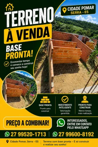Vendo terrenoem Cidade Pomar já está com a base pronto 