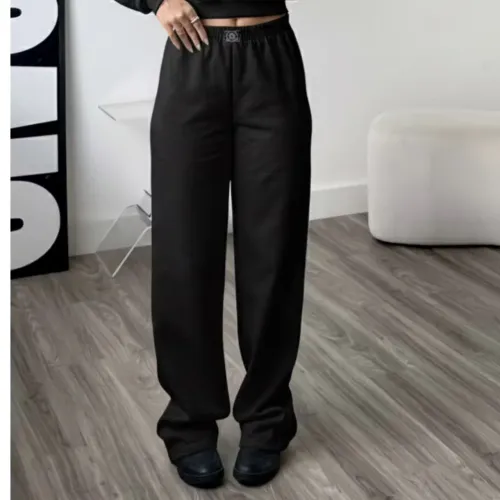 Calça Pantalona Feminina Cintura Alta no moletom