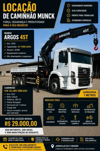 LOCAÇÃO DE CAMINHÃO MUNCK ARGOS 45T