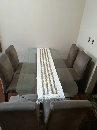 Mesa de vidro 6 cadeiras