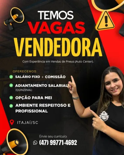 VENDEDORA ( c/experiência auto center ). 