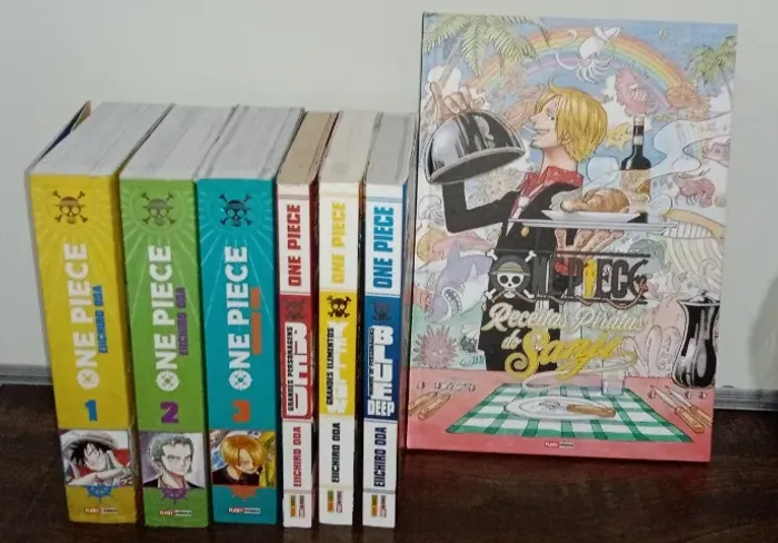 One piece 3 em 1 (1 ao 3) + Databooks (Red,Yellow e Blue Deep) + Receitas Piratas do Sanji