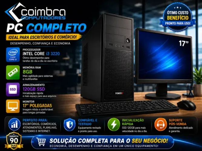 Computador Completo Para Estudos Comercio Sistema de Notas i3 3220, 8GB , 120Gb Monitor 17