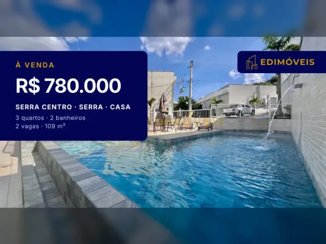 Serra Centro| Casa 3 quartos em condomínio com piscina e salão de festas, venha conhecer!