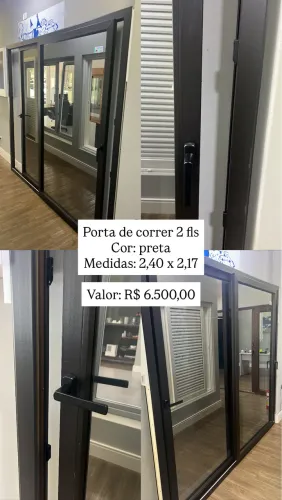 Esquadria de PVC - porta de correr 2fls PRETA
