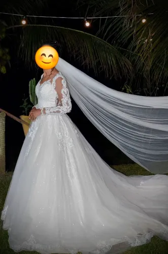 Vestido de noiva  Alda Toscano + véu + saiote